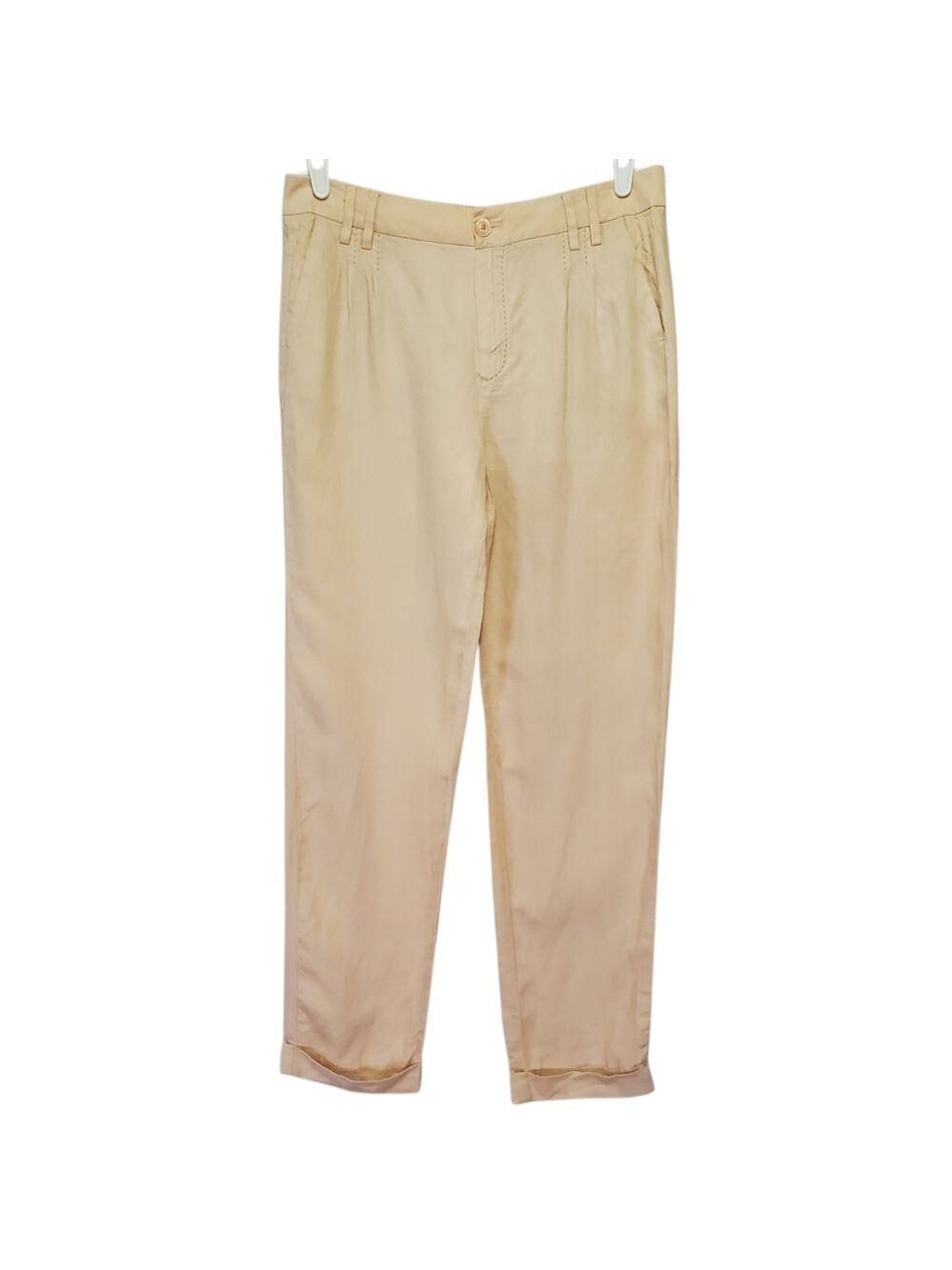 7579 * Massimo Dutti Linen Darted Trousers Pants Cream Beige Size 8